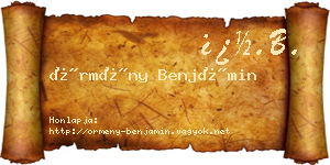 Örmény Benjámin névjegykártya